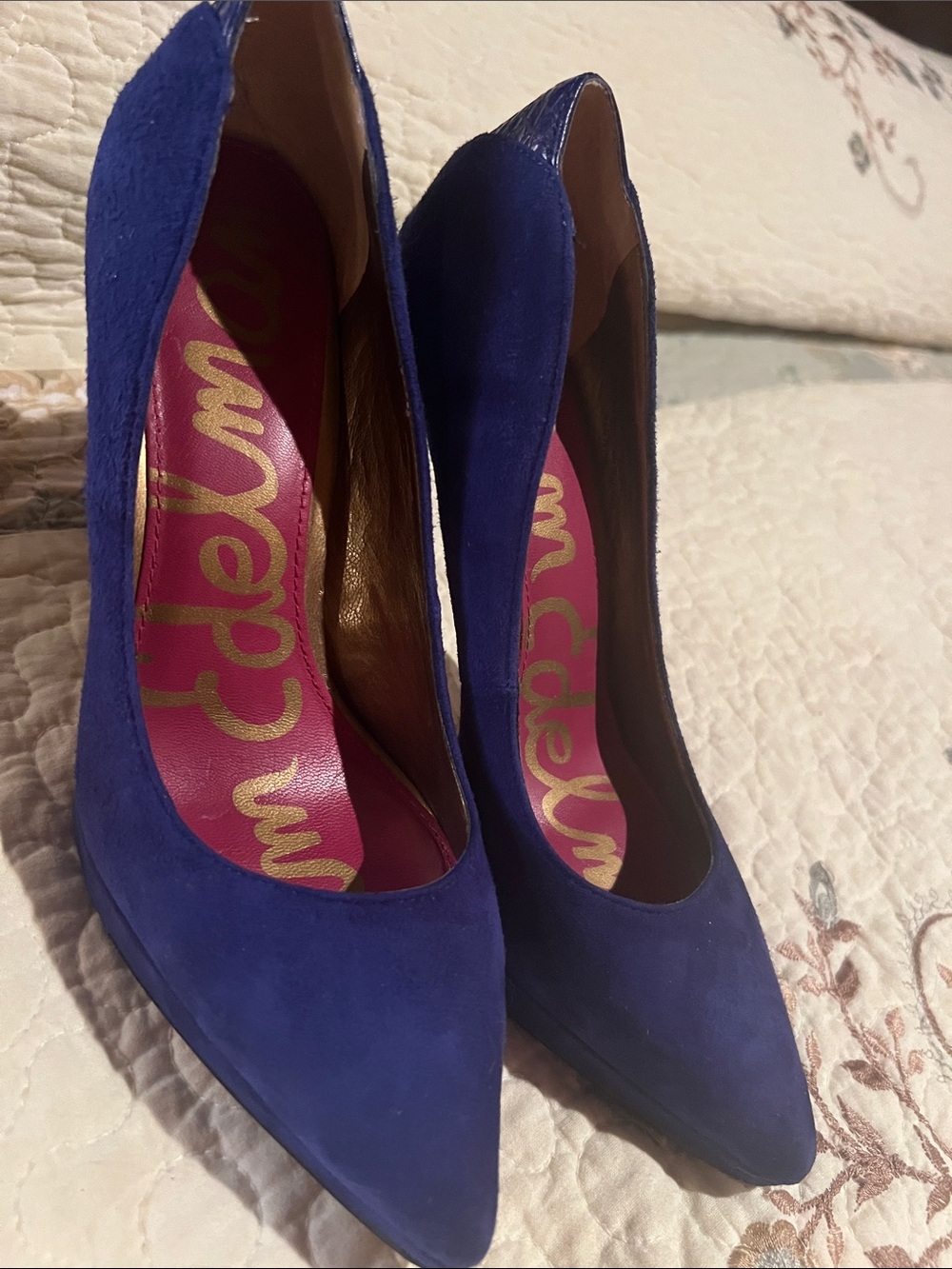 Sam Edelman Royal Blue Suede Pointed Toe Heels - Picture 8 of 8
